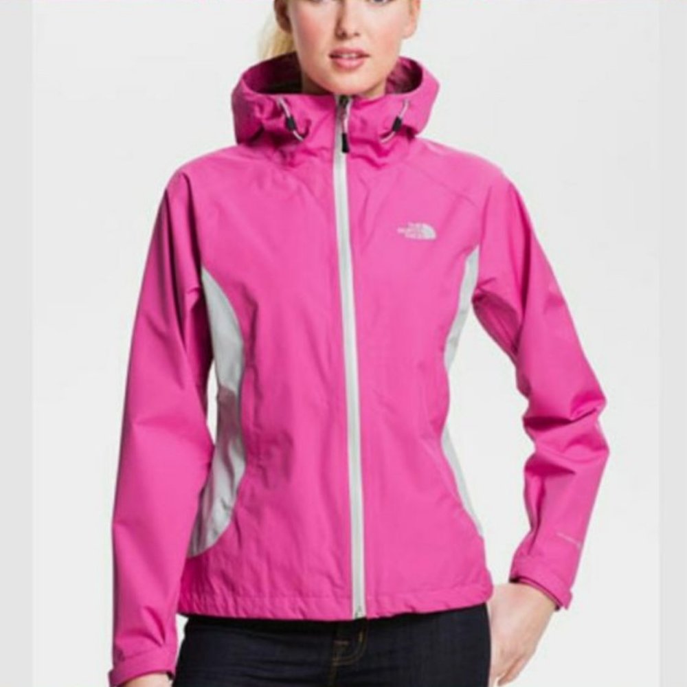 The North Face Hyvent Flash Dry Rain Jacket in Pink and Gray